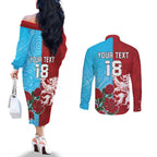 Custom British Lions Waratahs Couples Matching Off The Shoulder Long Sleeve Dress and Long Sleeve Button Shirt Unique Style - Aussie Hoodie