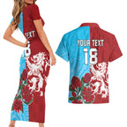 Custom British Lions Waratahs Couples Matching Short Sleeve Bodycon Dress and Hawaiian Shirt Unique Style - Aussie Hoodie
