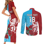 Custom British Lions Waratahs Couples Matching Short Sleeve Bodycon Dress and Long Sleeve Button Shirt Unique Style - Aussie Hoodie