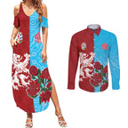 Custom British Lions Waratahs Couples Matching Summer Maxi Dress and Long Sleeve Button Shirt Unique Style - Aussie Hoodie
