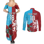Custom British Lions Waratahs Couples Matching Summer Maxi Dress and Long Sleeve Button Shirt Unique Style - Aussie Hoodie
