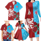 Custom British Lions Waratahs Family Matching Long Sleeve Bodycon Dress and Hawaiian Shirt Unique Style - Aussie Hoodie