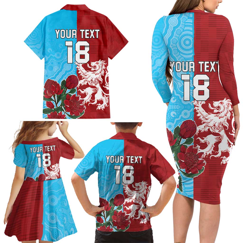 Custom British Lions Waratahs Family Matching Long Sleeve Bodycon Dress and Hawaiian Shirt Unique Style - Aussie Hoodie