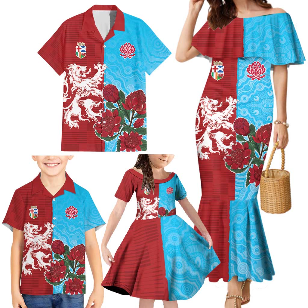 Custom British Lions Waratahs Family Matching Mermaid Dress and Hawaiian Shirt Unique Style - Aussie Hoodie