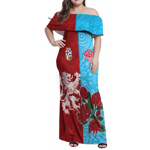 Custom British Lions Waratahs Family Matching Off Shoulder Maxi Dress and Hawaiian Shirt Unique Style - Aussie Hoodie