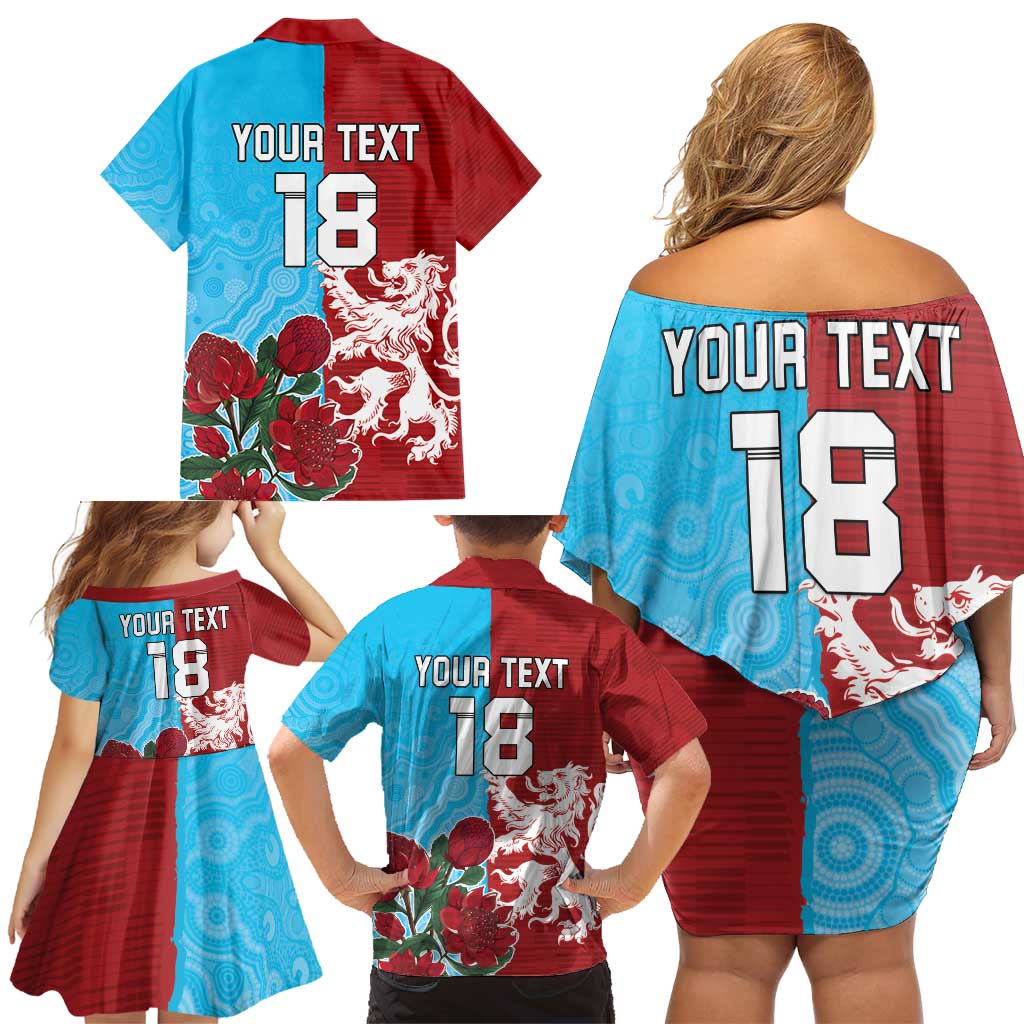 Custom British Lions Waratahs Family Matching Off Shoulder Short Dress and Hawaiian Shirt Unique Style - Aussie Hoodie