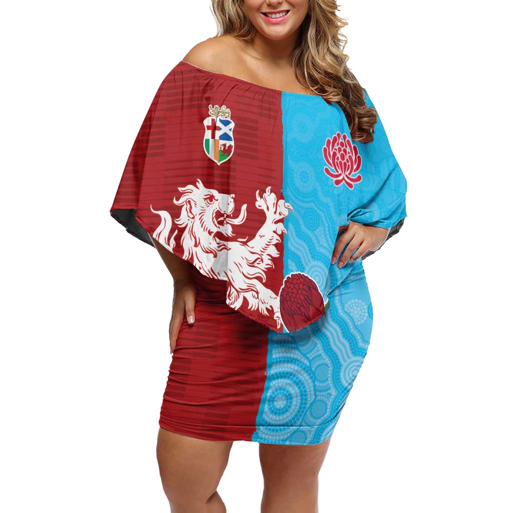 Custom British Lions Waratahs Family Matching Off Shoulder Short Dress and Hawaiian Shirt Unique Style - Aussie Hoodie