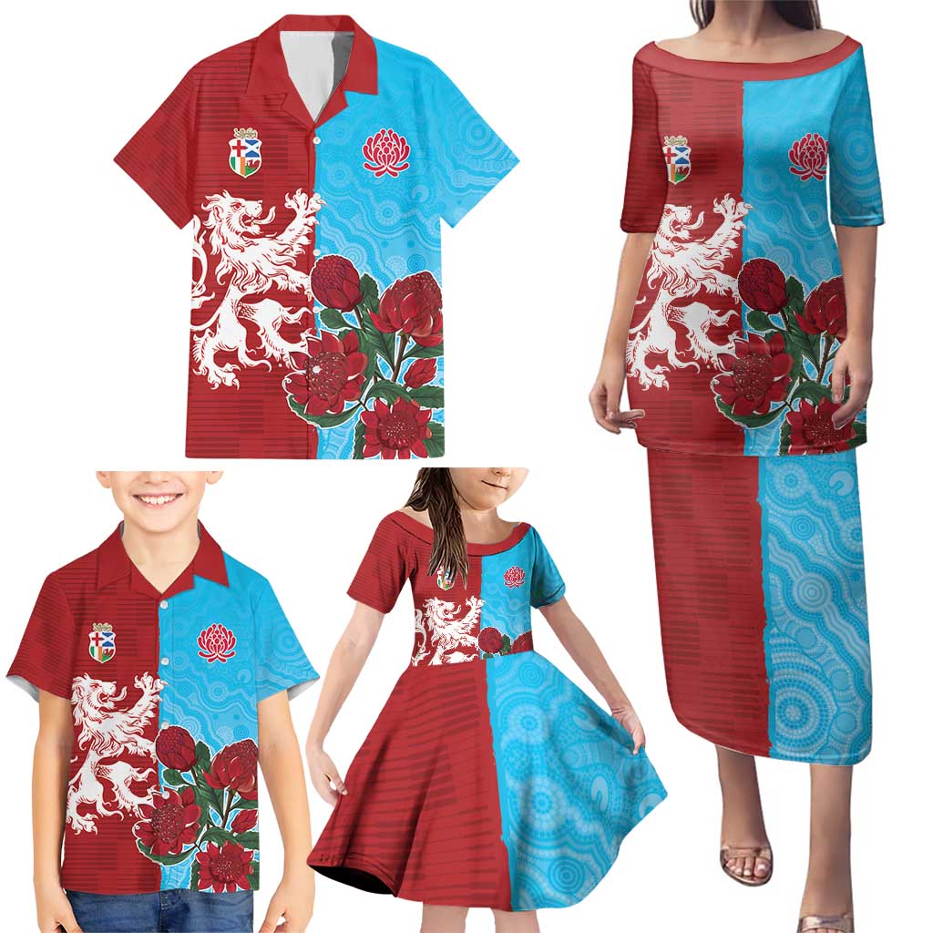 Custom British Lions Waratahs Family Matching Puletasi and Hawaiian Shirt Unique Style - Aussie Hoodie