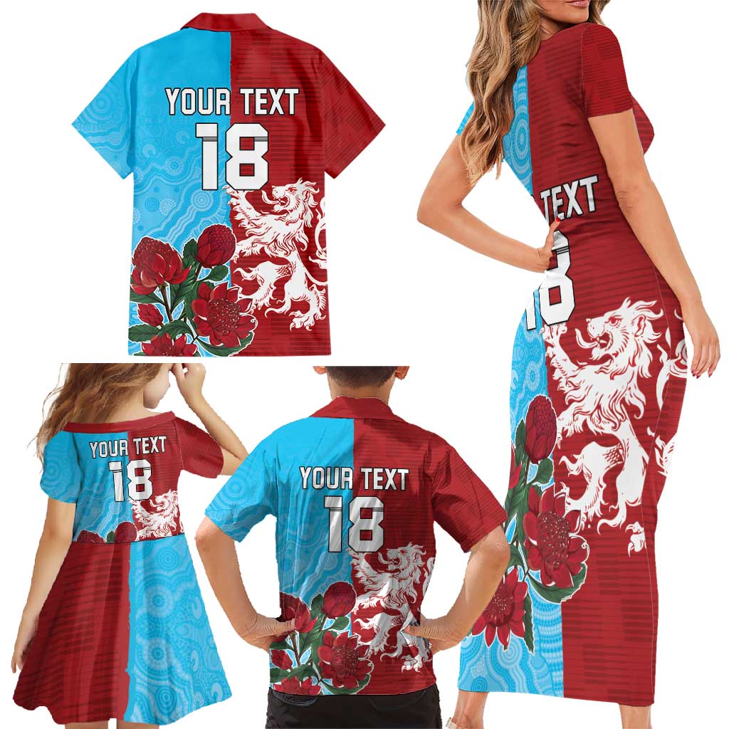 Custom British Lions Waratahs Family Matching Short Sleeve Bodycon Dress and Hawaiian Shirt Unique Style - Aussie Hoodie