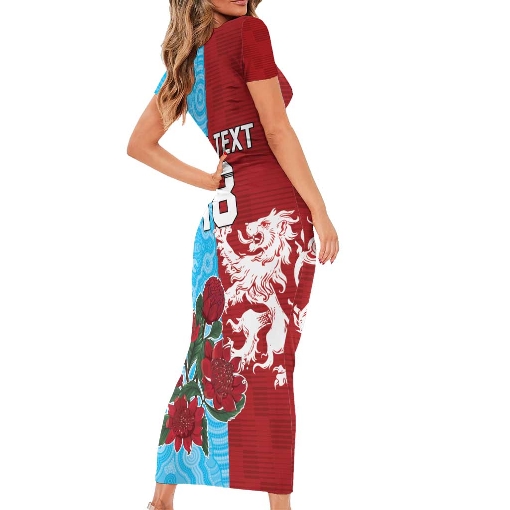 Custom British Lions Waratahs Family Matching Short Sleeve Bodycon Dress and Hawaiian Shirt Unique Style - Aussie Hoodie
