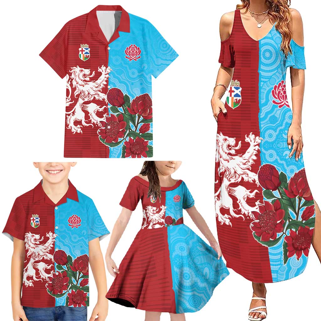 Custom British Lions Waratahs Family Matching Summer Maxi Dress and Hawaiian Shirt Unique Style - Aussie Hoodie