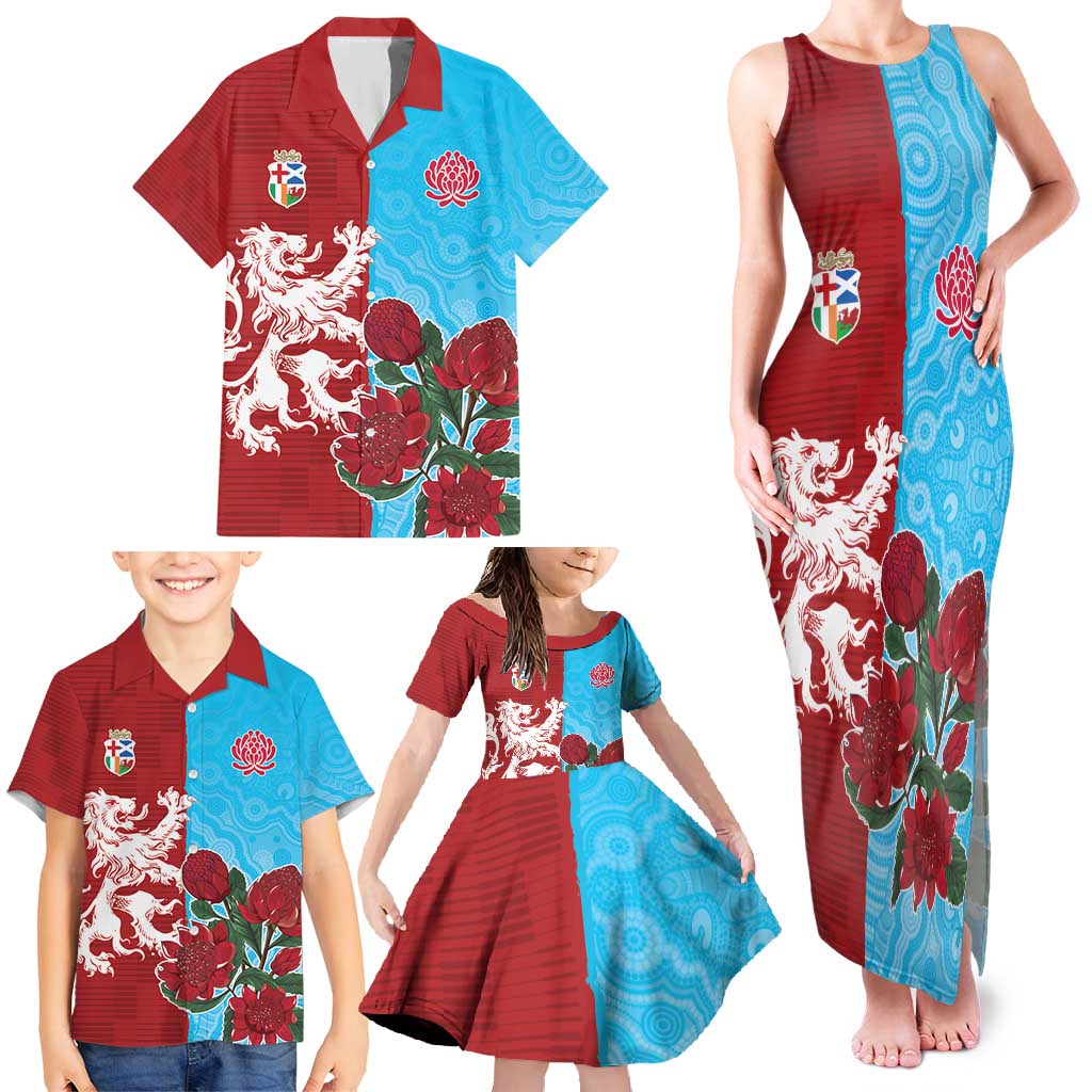 Custom British Lions Waratahs Family Matching Tank Maxi Dress and Hawaiian Shirt Unique Style - Aussie Hoodie