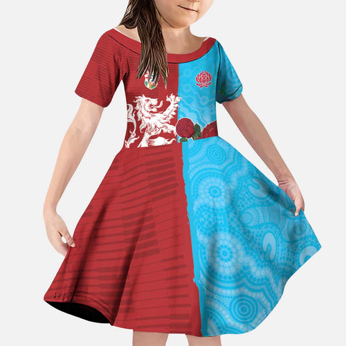 Custom British Lions Waratahs Kid Short Sleeve Dress Unique Style - Aussie Hoodie