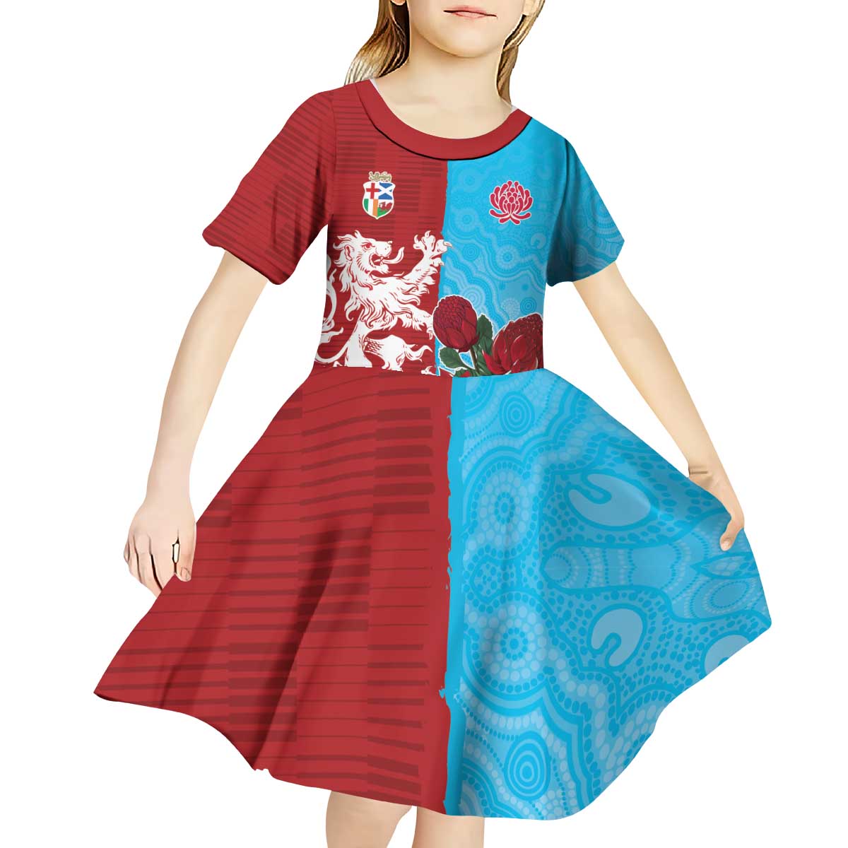 Custom British Lions Waratahs Kid Short Sleeve Dress Unique Style - Aussie Hoodie