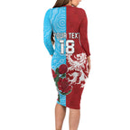 Custom British Lions Waratahs Long Sleeve Bodycon Dress Unique Style - Aussie Hoodie
