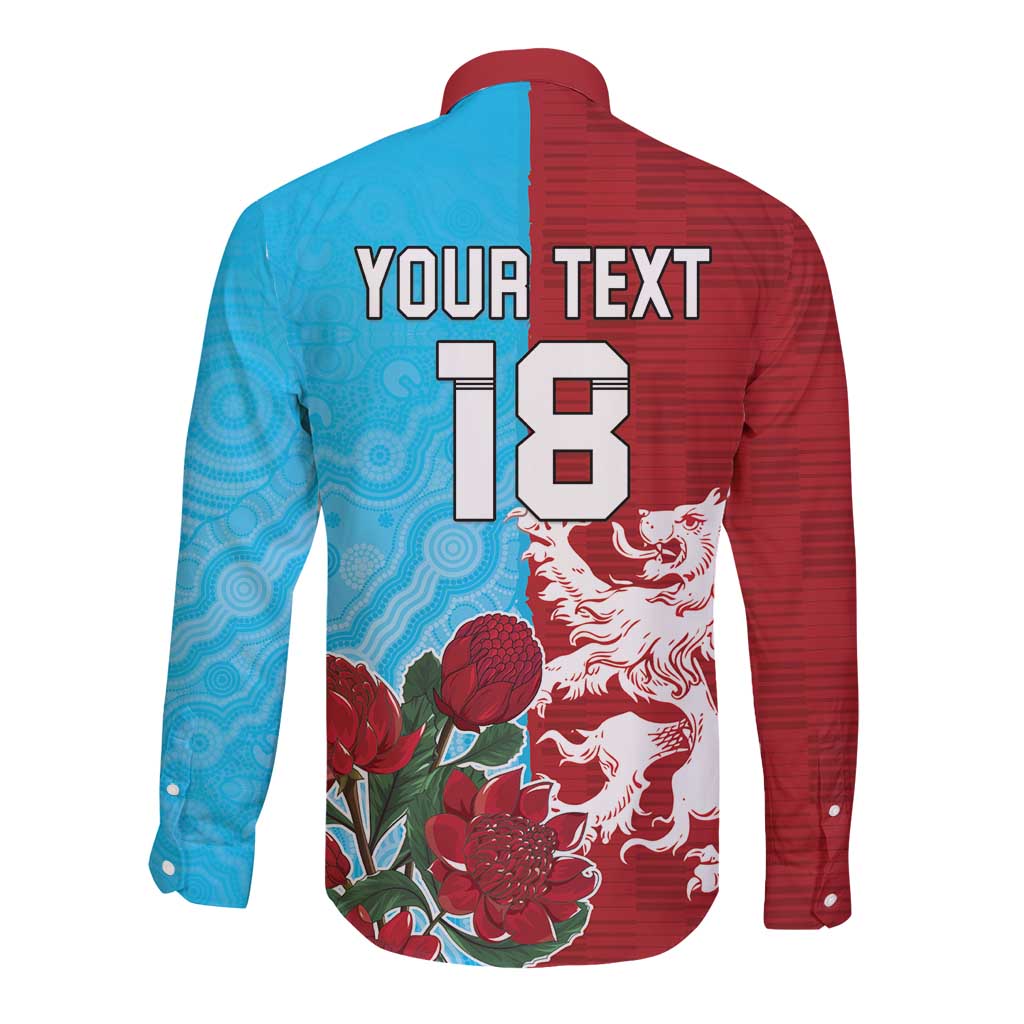 Custom British Lions Waratahs Long Sleeve Button Shirt Unique Style - Aussie Hoodie