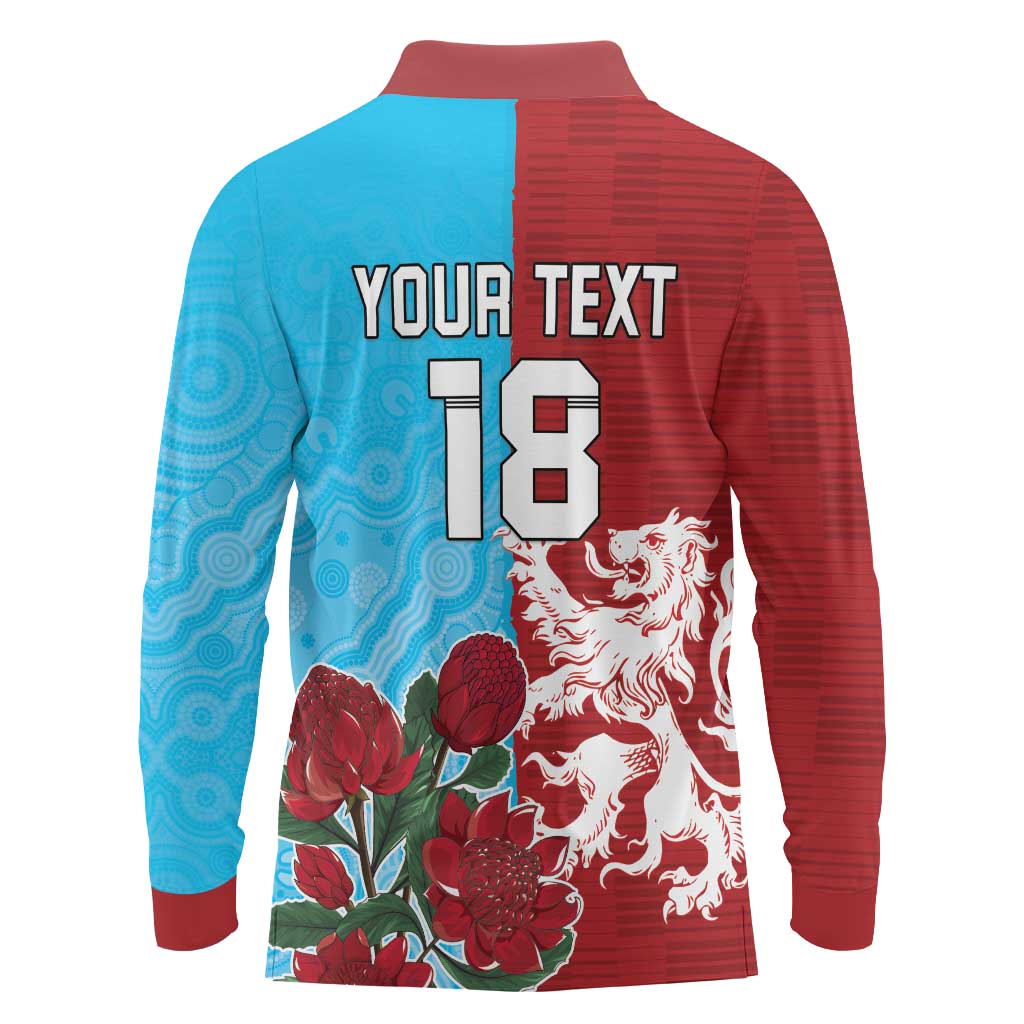 Custom British Lions Waratahs Long Sleeve Polo Shirt Unique Style - Aussie Hoodie