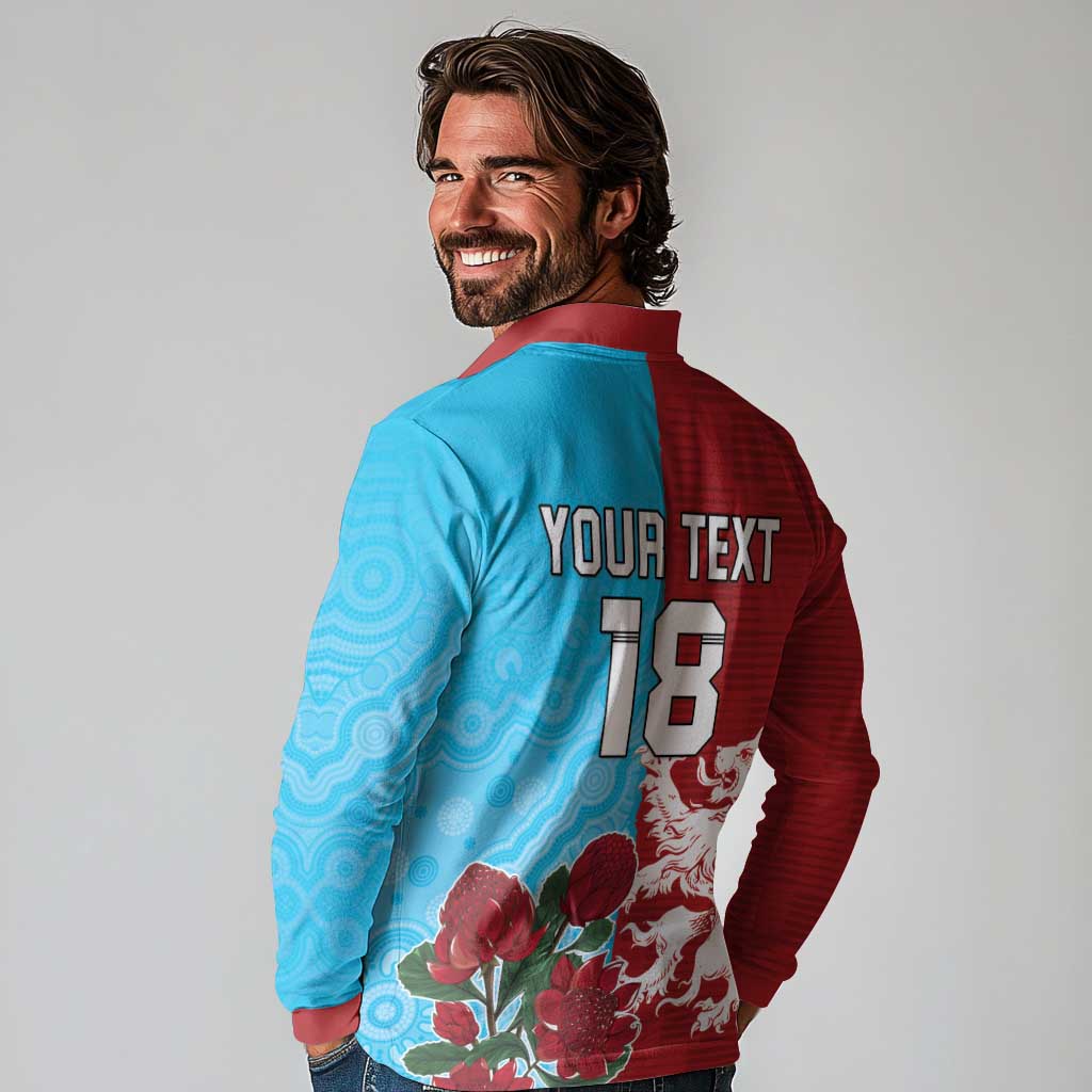 Custom British Lions Waratahs Long Sleeve Polo Shirt Unique Style - Aussie Hoodie