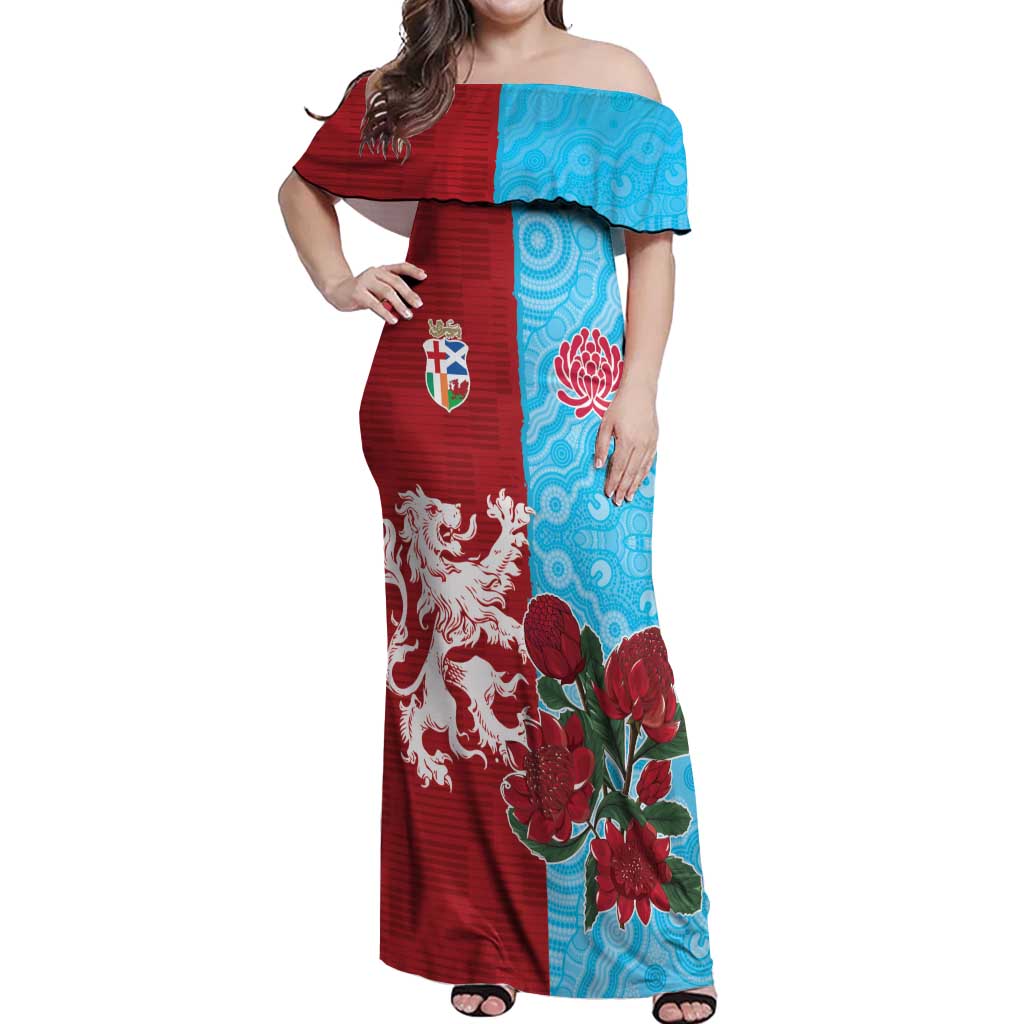 Custom British Lions Waratahs Off Shoulder Maxi Dress Unique Style - Aussie Hoodie