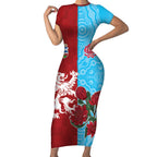 Custom British Lions Waratahs Short Sleeve Bodycon Dress Unique Style - Aussie Hoodie