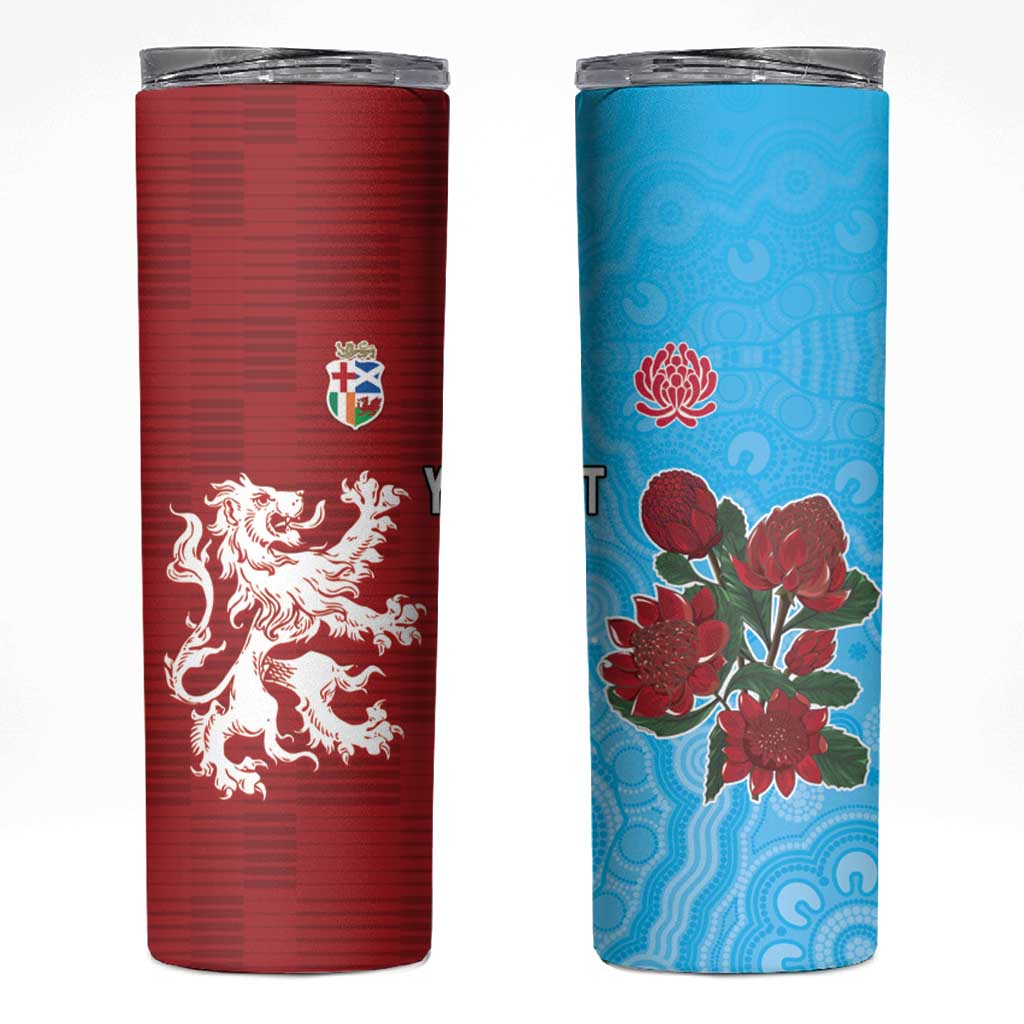 Custom British Lions Waratahs Skinny Tumbler Unique Style - Aussie Hoodie