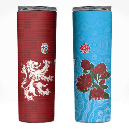 Custom British Lions Waratahs Skinny Tumbler Unique Style - Aussie Hoodie