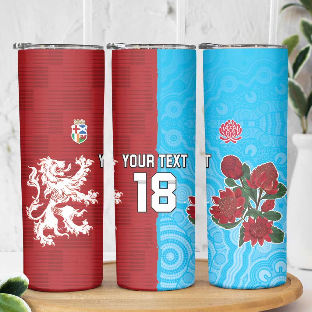 Custom British Lions Waratahs Skinny Tumbler Unique Style - Aussie Hoodie