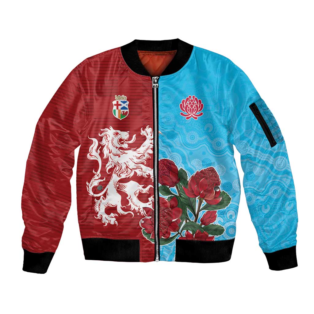 Custom British Lions Waratahs Sleeve Zip Bomber Jacket Unique Style - Aussie Hoodie