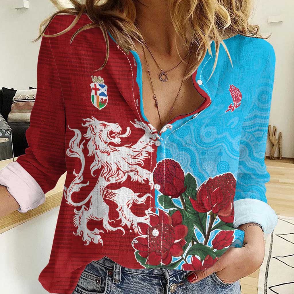 Custom British Lions Waratahs Women Casual Shirt Unique Style - Aussie Hoodie
