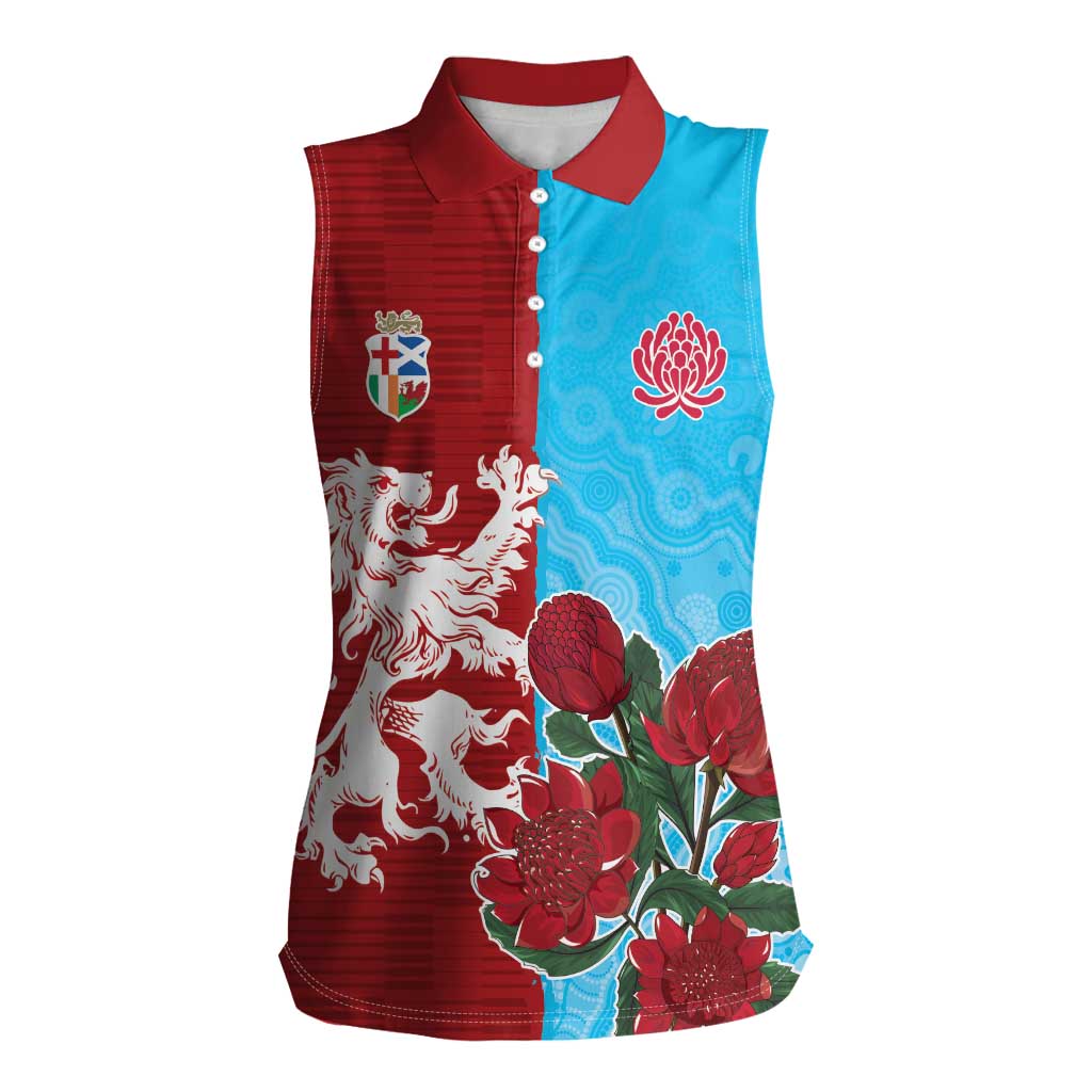 Custom British Lions Waratahs Women Sleeveless Polo Shirt Unique Style - Aussie Hoodie