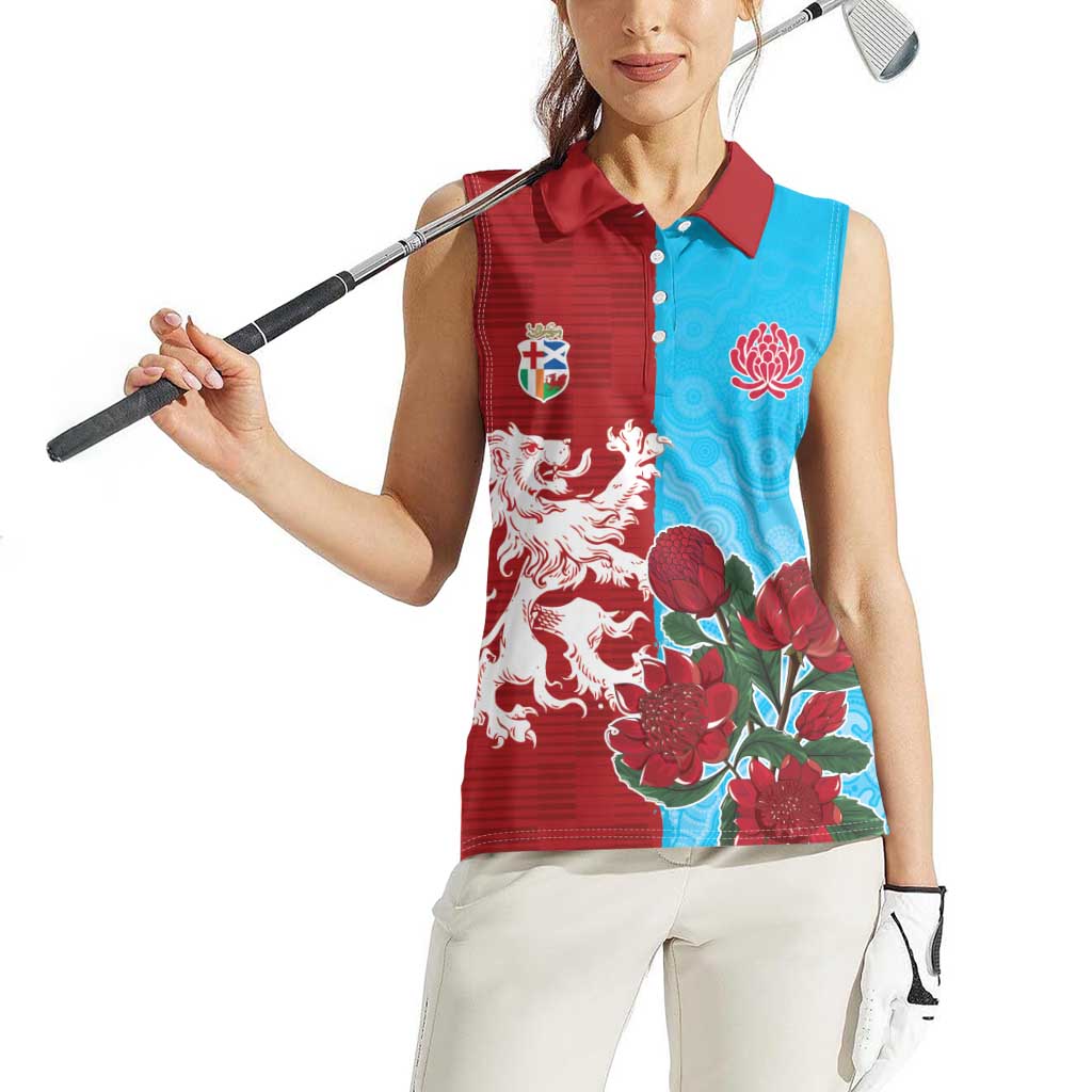 Custom British Lions Waratahs Women Sleeveless Polo Shirt Unique Style - Aussie Hoodie