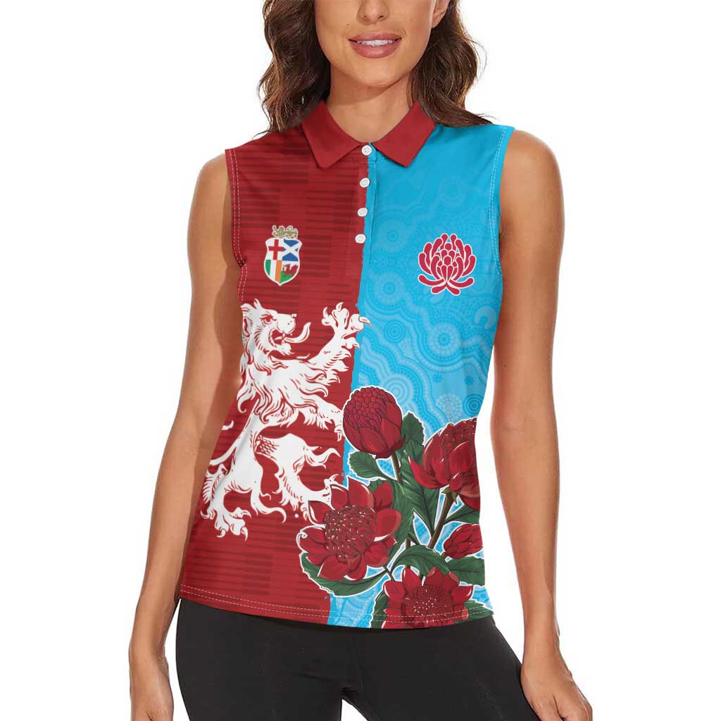 Custom British Lions Waratahs Women Sleeveless Polo Shirt Unique Style - Aussie Hoodie