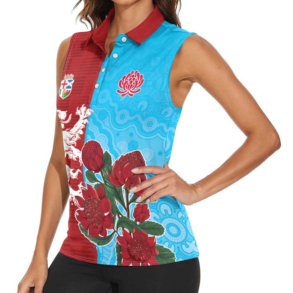 Custom British Lions Waratahs Women Sleeveless Polo Shirt Unique Style - Aussie Hoodie