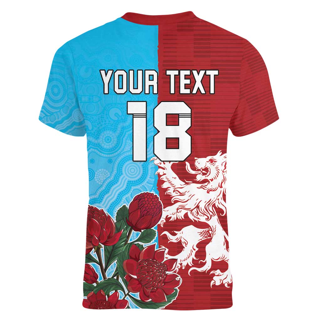 Custom British Lions Waratahs Women V-Neck T-Shirt Unique Style - Aussie Hoodie