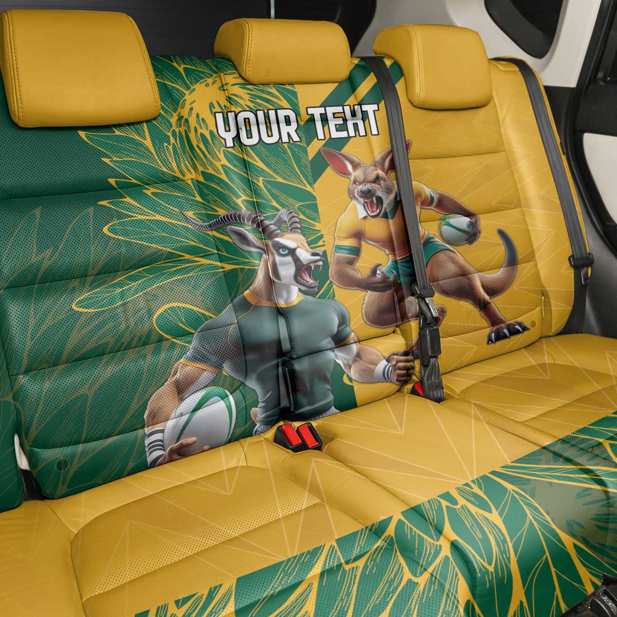 Personalized Rugby South Africa Australia Back Car Seat Cover Springboks Wallabies Mascot Go Champions - Aussie Hoodie