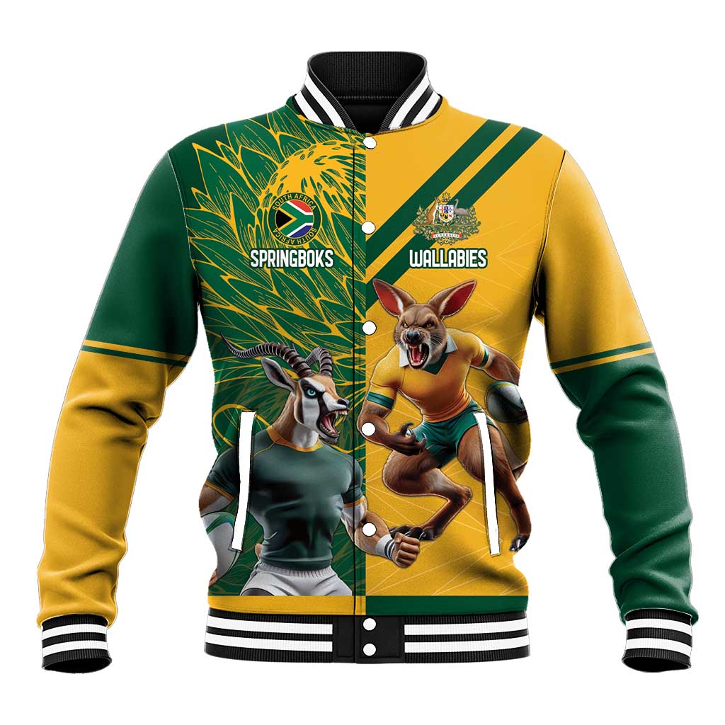 Personalized Rugby South Africa Australia Baseball Jacket Springboks Wallabies Mascot Go Champions - Aussie Hoodie