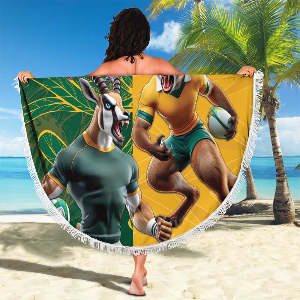 Personalized Rugby South Africa Australia Beach Blanket Springboks Wallabies Mascot Go Champions - Aussie Hoodie