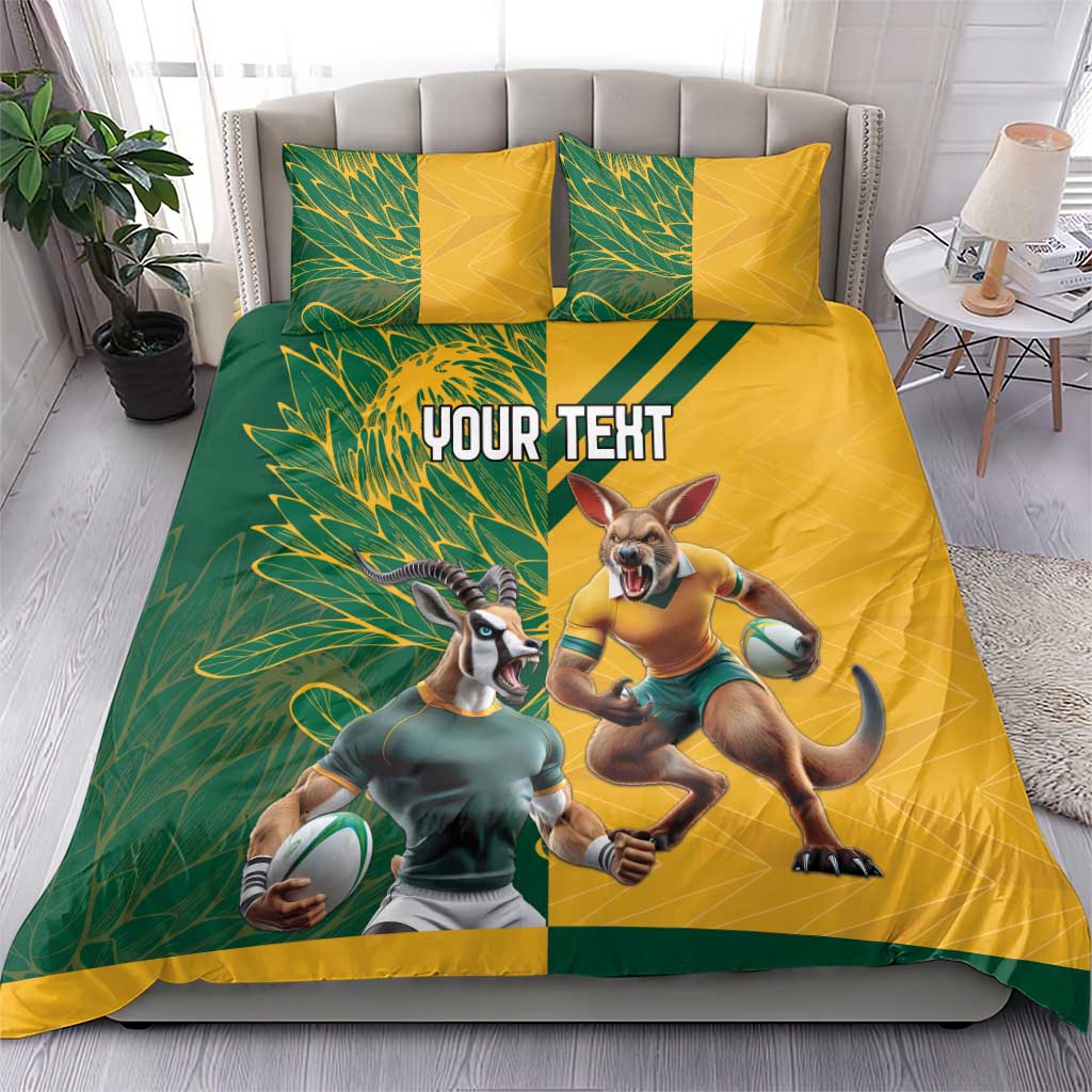 Personalized Rugby South Africa Australia Bedding Set Springboks Wallabies Mascot Go Champions - Aussie Hoodie