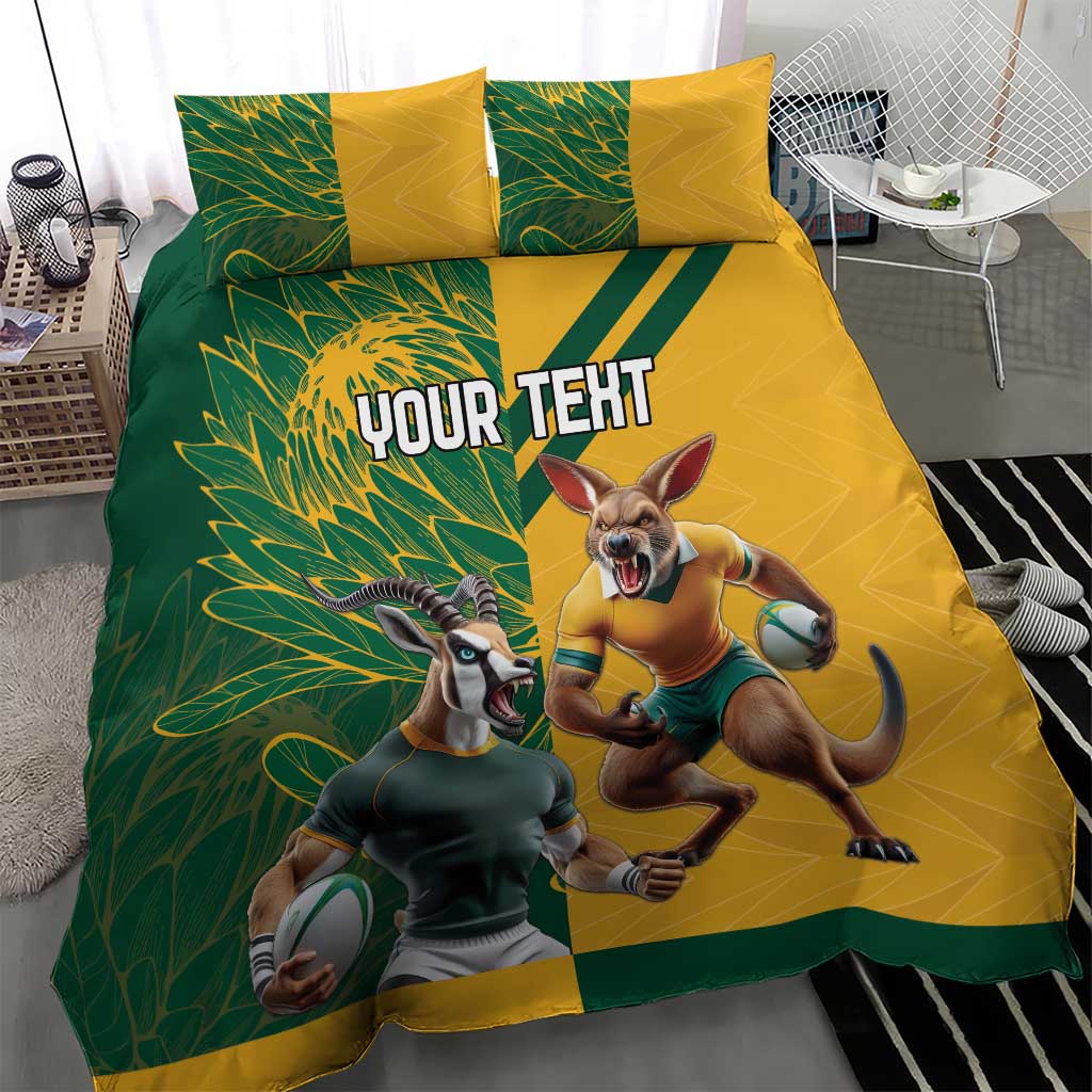 Personalized Rugby South Africa Australia Bedding Set Springboks Wallabies Mascot Go Champions - Aussie Hoodie