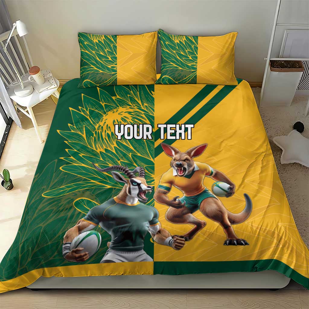 Personalized Rugby South Africa Australia Bedding Set Springboks Wallabies Mascot Go Champions - Aussie Hoodie
