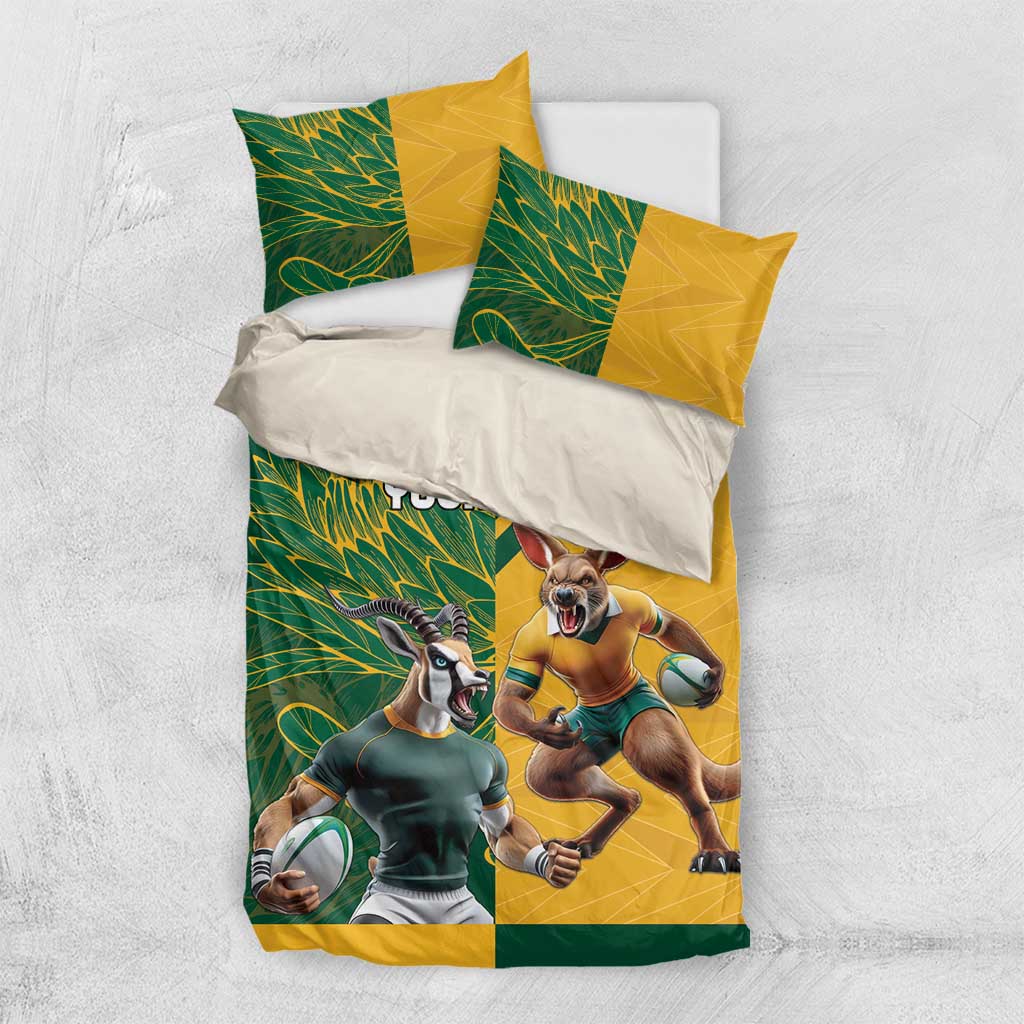 Personalized Rugby South Africa Australia Bedding Set Springboks Wallabies Mascot Go Champions - Aussie Hoodie