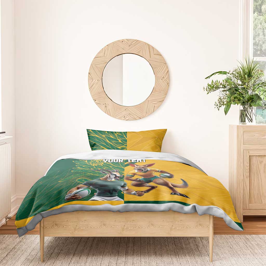 Personalized Rugby South Africa Australia Bedding Set Springboks Wallabies Mascot Go Champions - Aussie Hoodie