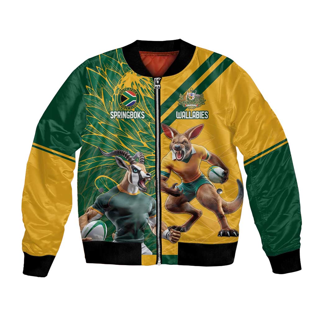 Personalized Rugby South Africa Australia Bomber Jacket Springboks Wallabies Mascot Go Champions - Aussie Hoodie