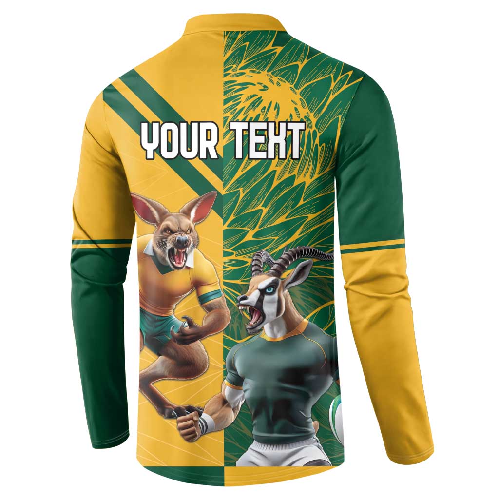 Personalized Rugby South Africa Australia Button Sweatshirt Springboks Wallabies Mascot Go Champions - Aussie Hoodie