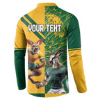 Personalized Rugby South Africa Australia Button Sweatshirt Springboks Wallabies Mascot Go Champions - Aussie Hoodie