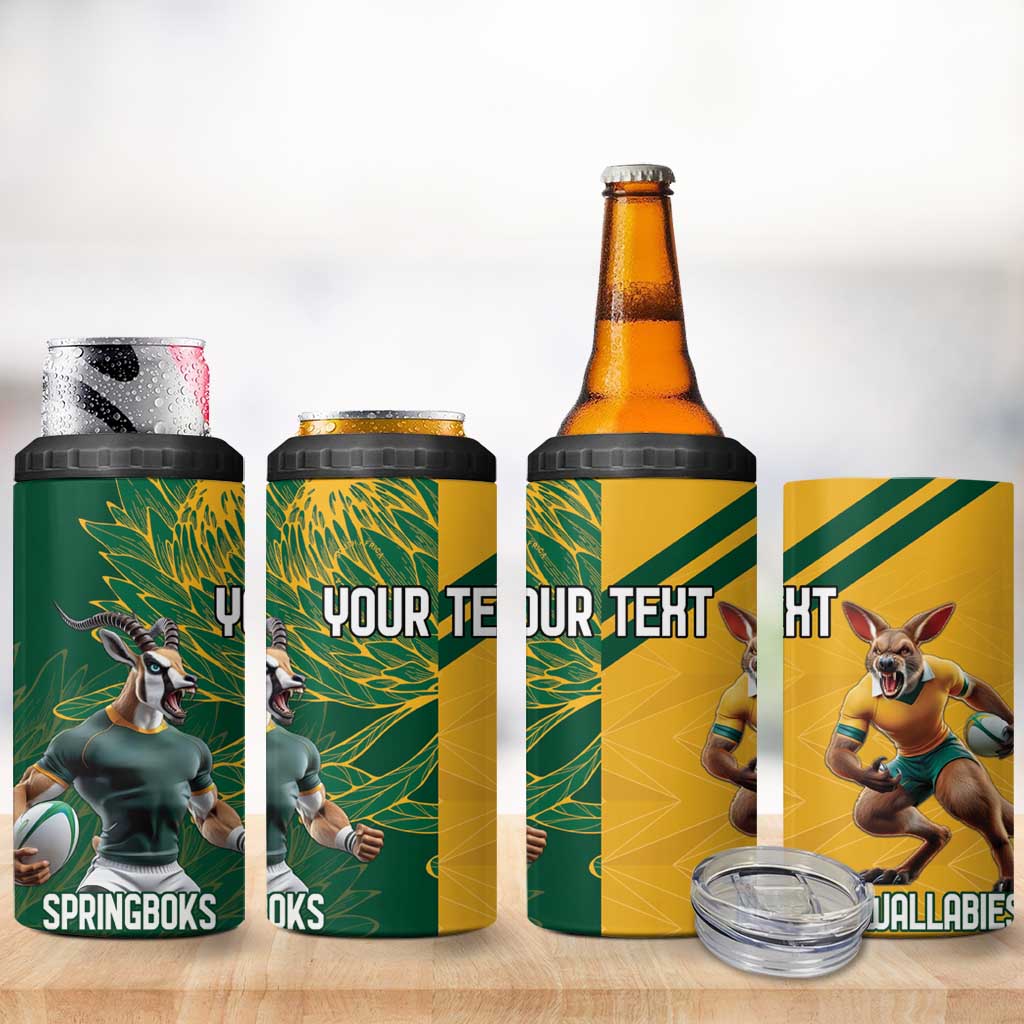 Personalized Rugby South Africa Australia 4 in 1 Can Cooler Tumbler Springboks Wallabies Mascot Go Champions - Aussie Hoodie