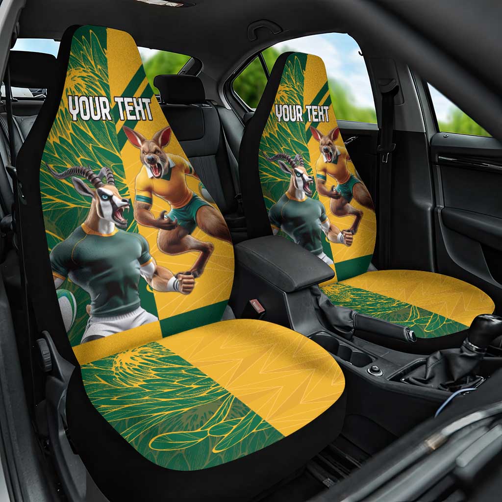 Personalized Rugby South Africa Australia Car Seat Cover Springboks Wallabies Mascot Go Champions - Aussie Hoodie