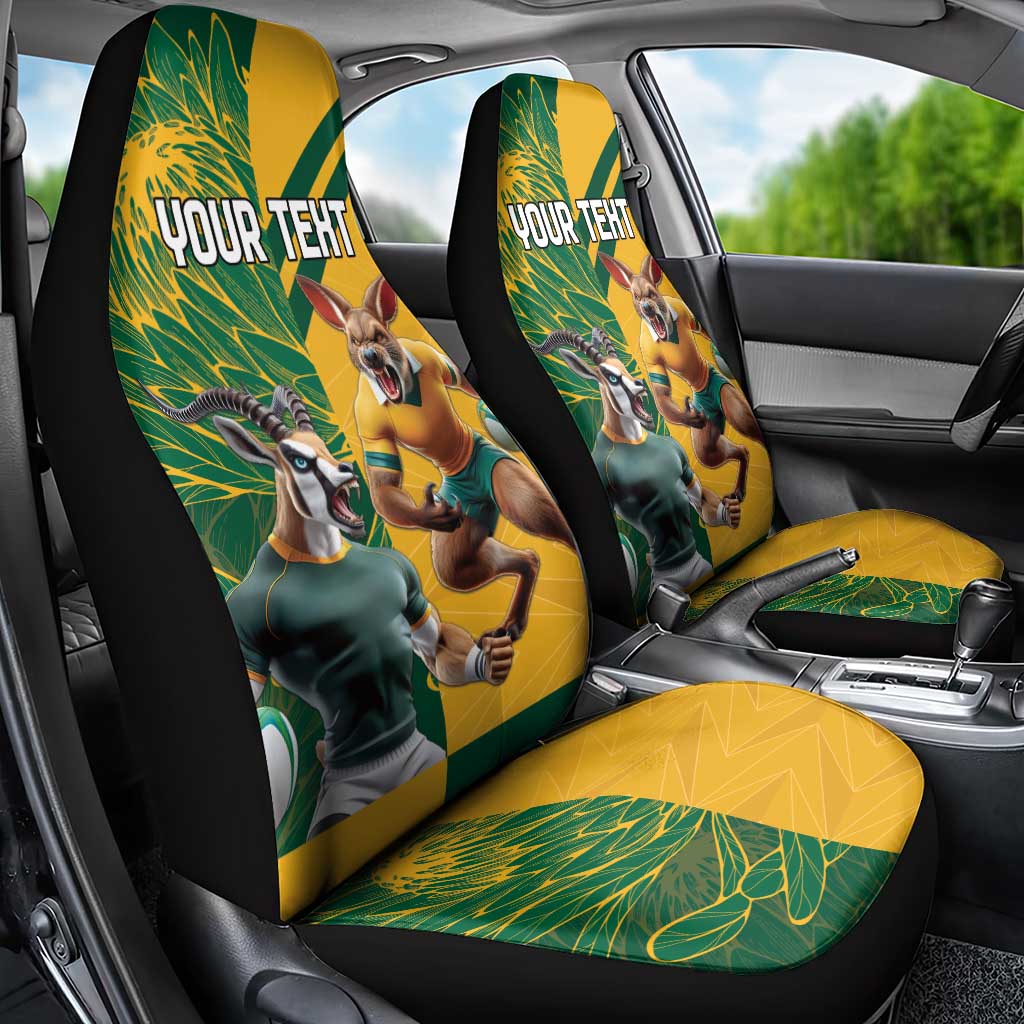 Personalized Rugby South Africa Australia Car Seat Cover Springboks Wallabies Mascot Go Champions - Aussie Hoodie