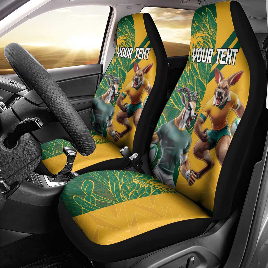 Personalized Rugby South Africa Australia Car Seat Cover Springboks Wallabies Mascot Go Champions - Aussie Hoodie