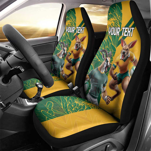Personalized Rugby South Africa Australia Car Seat Cover Springboks Wallabies Mascot Go Champions - Aussie Hoodie